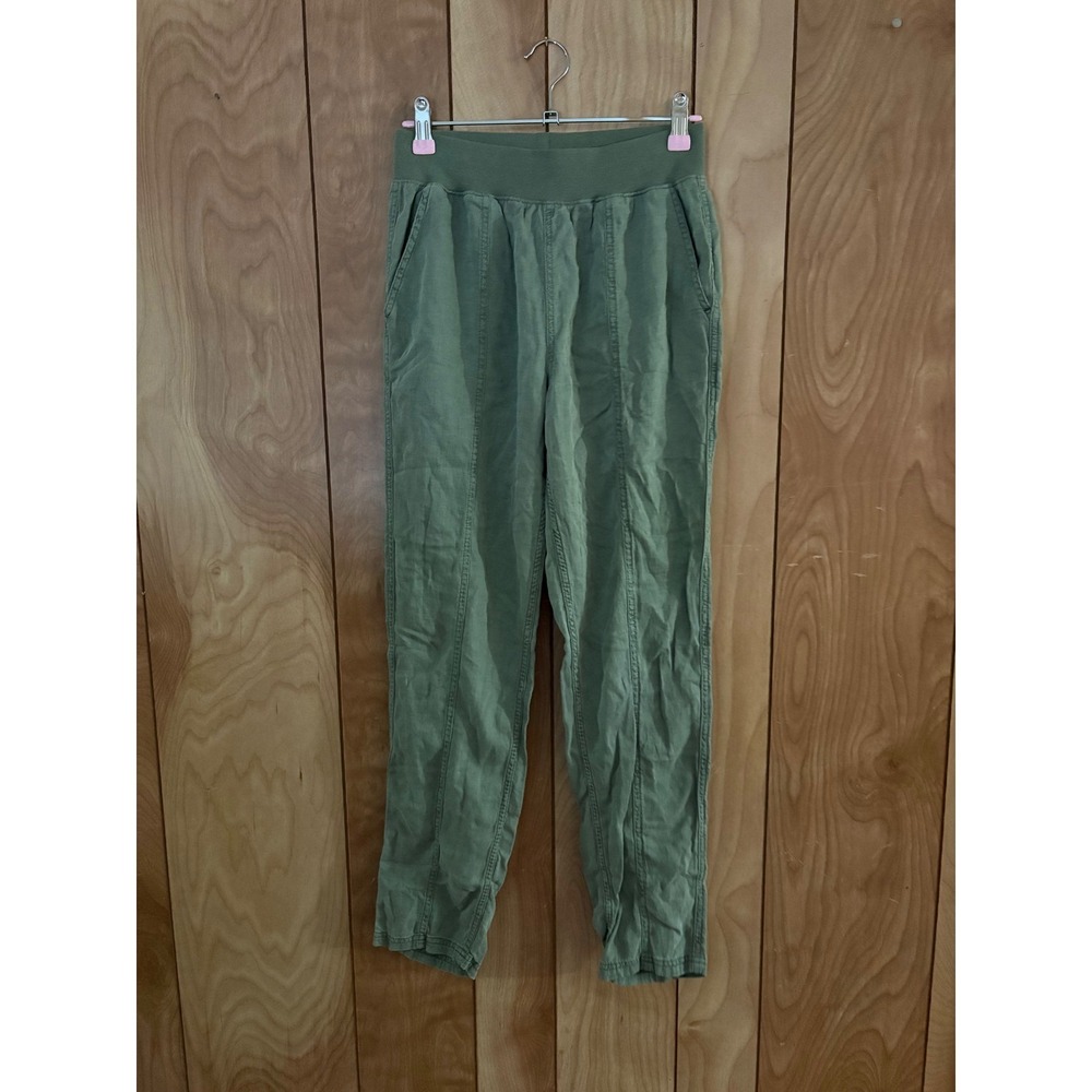 Faherty Brand Arlie Day Pants Olive Green XS Elastic‎ Waist Tapered Leg Casual